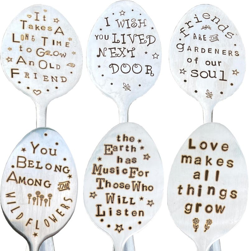PLWalker Garden Plant Marker Friendship Gift for Women Gardeners, Plant Stake Label Sign Tag Gardening Gifts for Woman Plant Lovers, Metal Garden Decoration (All Things Grow), Silver - Image 5